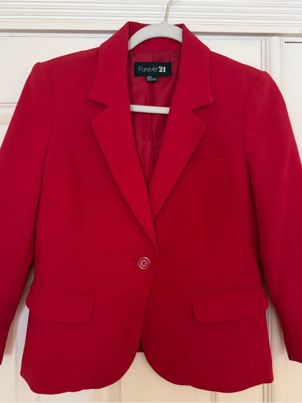 Forever 21 Women's Bright Red Single-Button Blazer